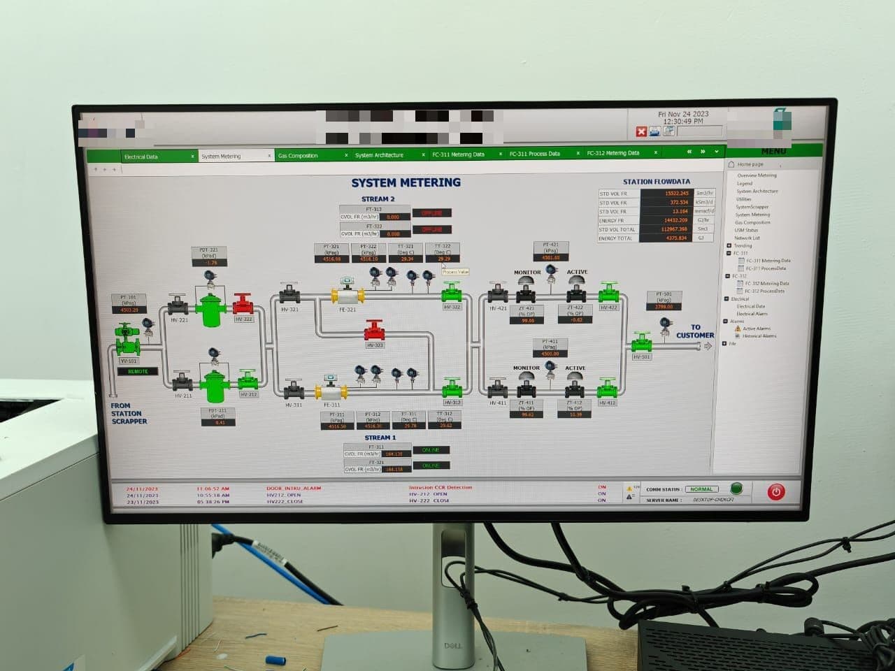 System metering HMI with flow computer and gas composition data